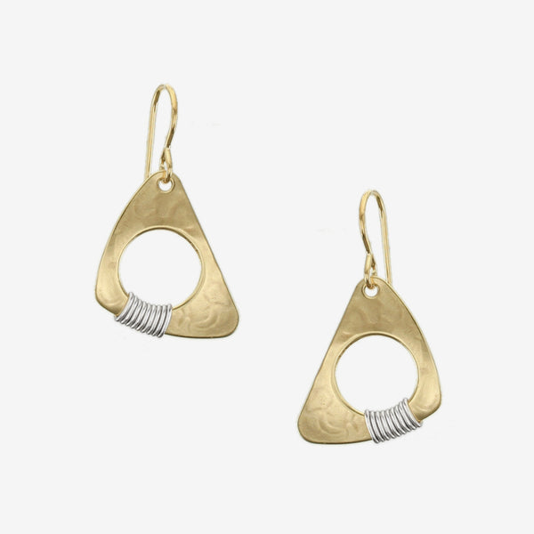 Marjorie Baer Wire Earrings: Wire Wrapped Cutout Triangle, Small Brass