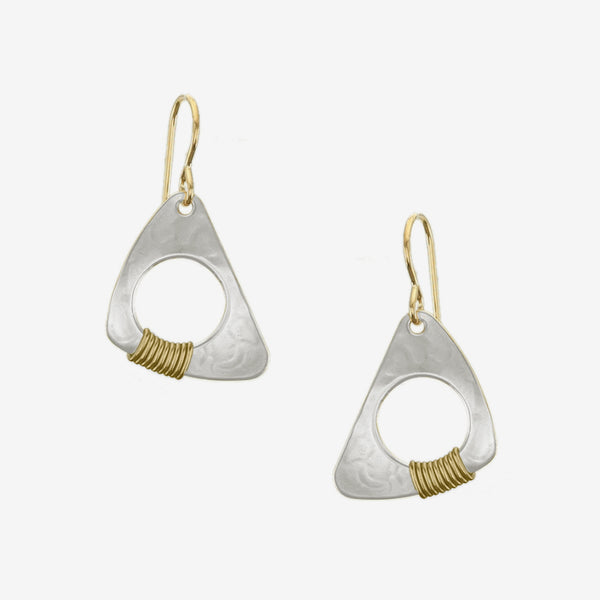 Marjorie Baer Wire Earrings: Wire Wrapped Cutout Triangle, Small Silver
