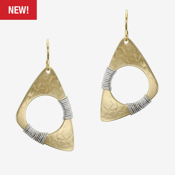 Marjorie Baer Wire Earrings: Wire Wrapped Cutout Triangle, Large Brass