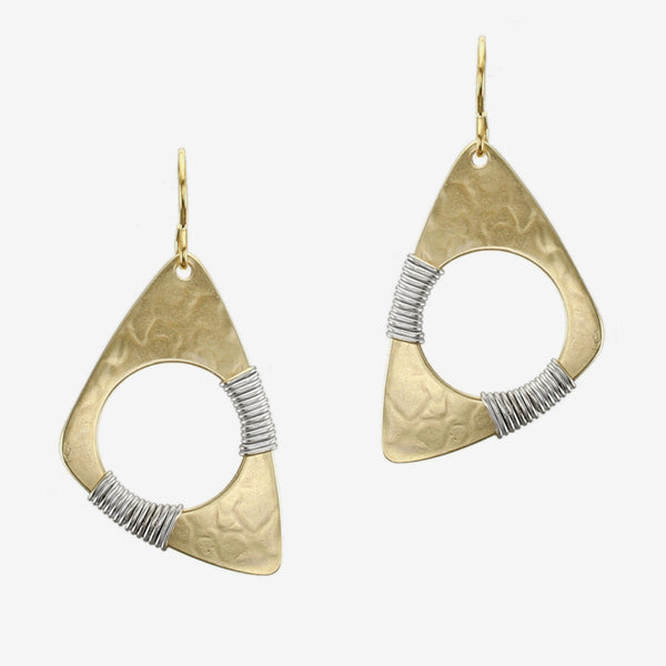 Marjorie Baer Wire Earrings: Wire Wrapped Cutout Triangle, Large Brass
