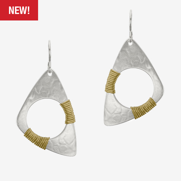 Marjorie Baer Wire Earrings: Wire Wrapped Cutout Triangle, Large Silver