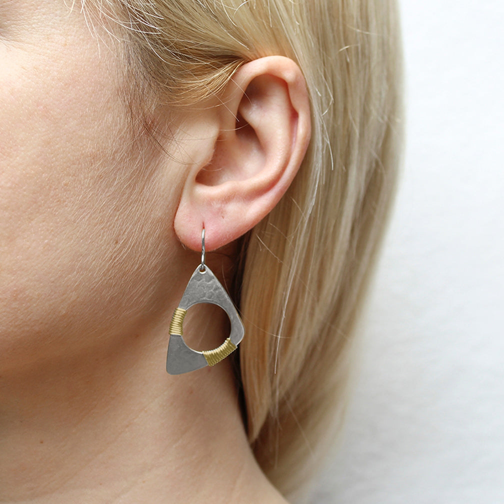 Marjorie Baer Wire Earrings: Wire Wrapped Cutout Triangle, Large Silver