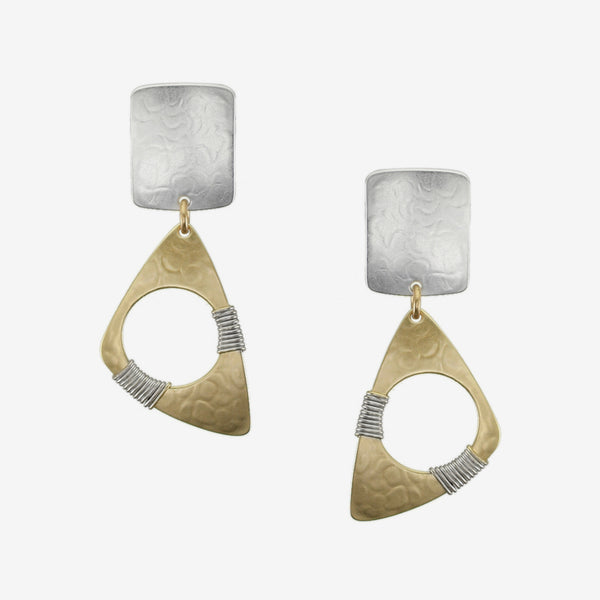 Marjorie Baer Post Earrings: Rectangle with Wire Wrapped Cutout Triangle