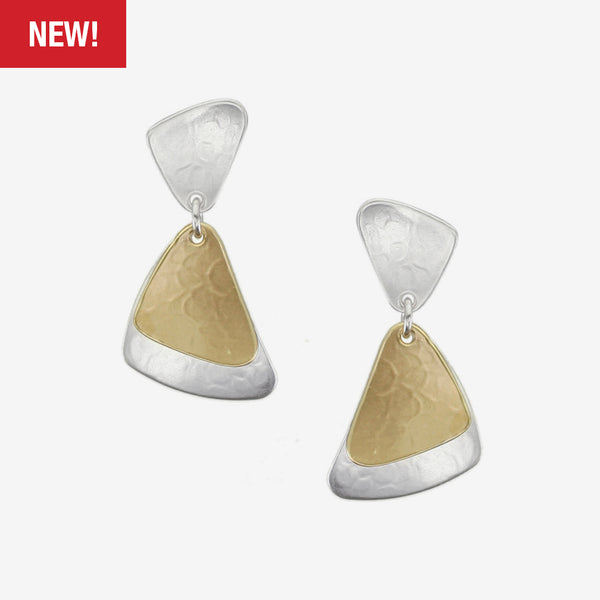 Marjorie Baer Post Earrings: Small Linked Dished Triangles