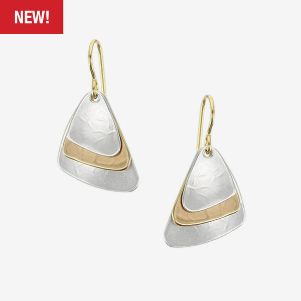 Marjorie Baer Wire Earrings: Layered and Dished Triangles, Small
