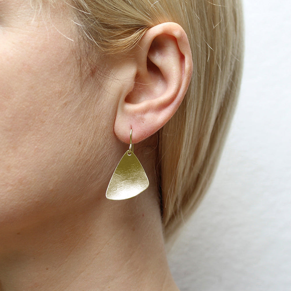 Marjorie Baer Wire Earrings: Dished Triangle, Brass