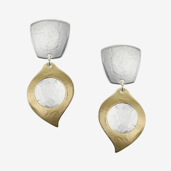 Marjorie Baer Post Earrings: Tapered Square with Cutout Leaf