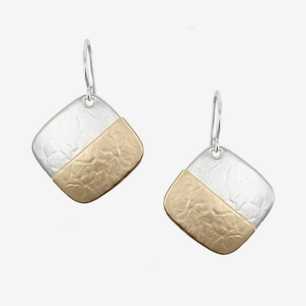 Marjorie Baer Wire Earrings: Half & Half Square, Medium