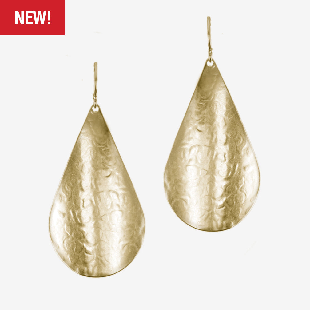 Marjorie Baer Wire Earrings: Layered Curved Teardrops, Brass