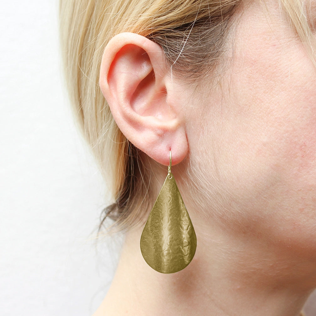 Marjorie Baer Wire Earrings: Layered Curved Teardrops, Brass