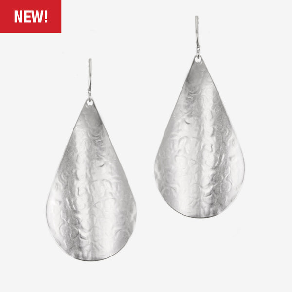 Marjorie Baer Wire Earrings: Layered Curved Teardrops, Silver