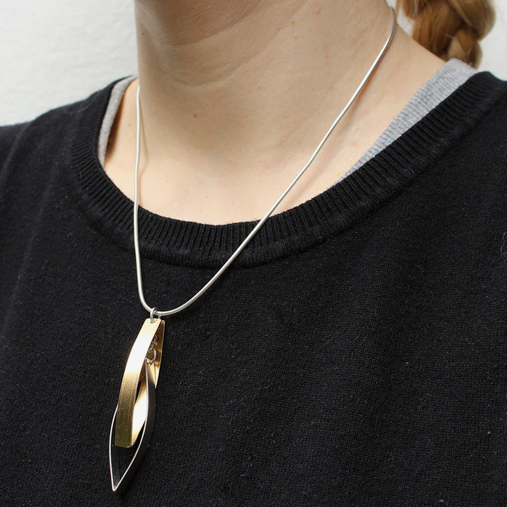 Marjorie Baer Necklace: Interlocking Pointed Ribbon Hoop