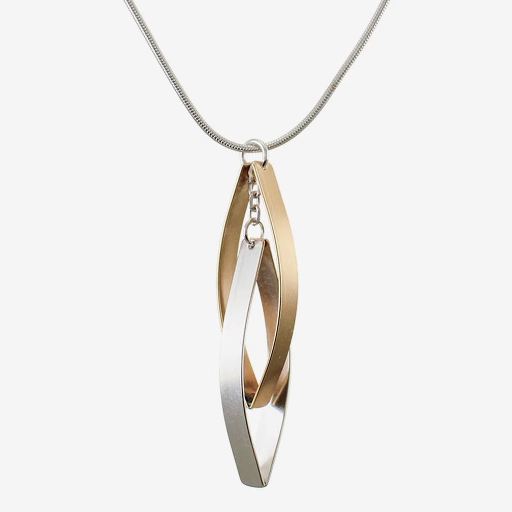 Marjorie Baer Necklace: Interlocking Pointed Ribbon Hoop