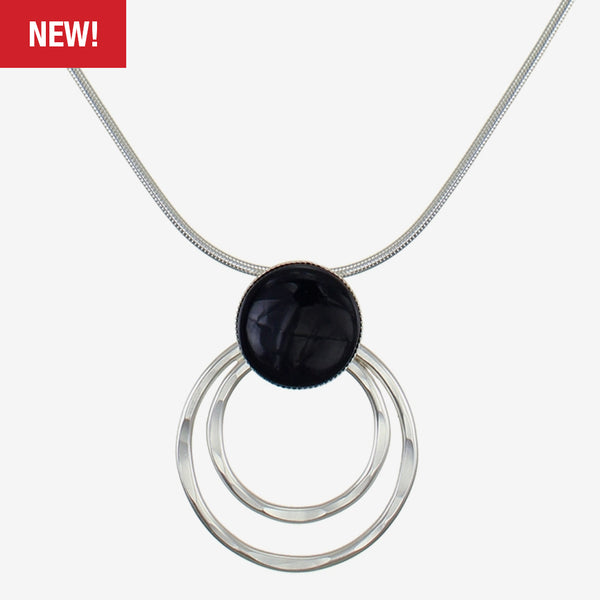 Marjorie Baer Necklace: Large Black Cabochon with Rings