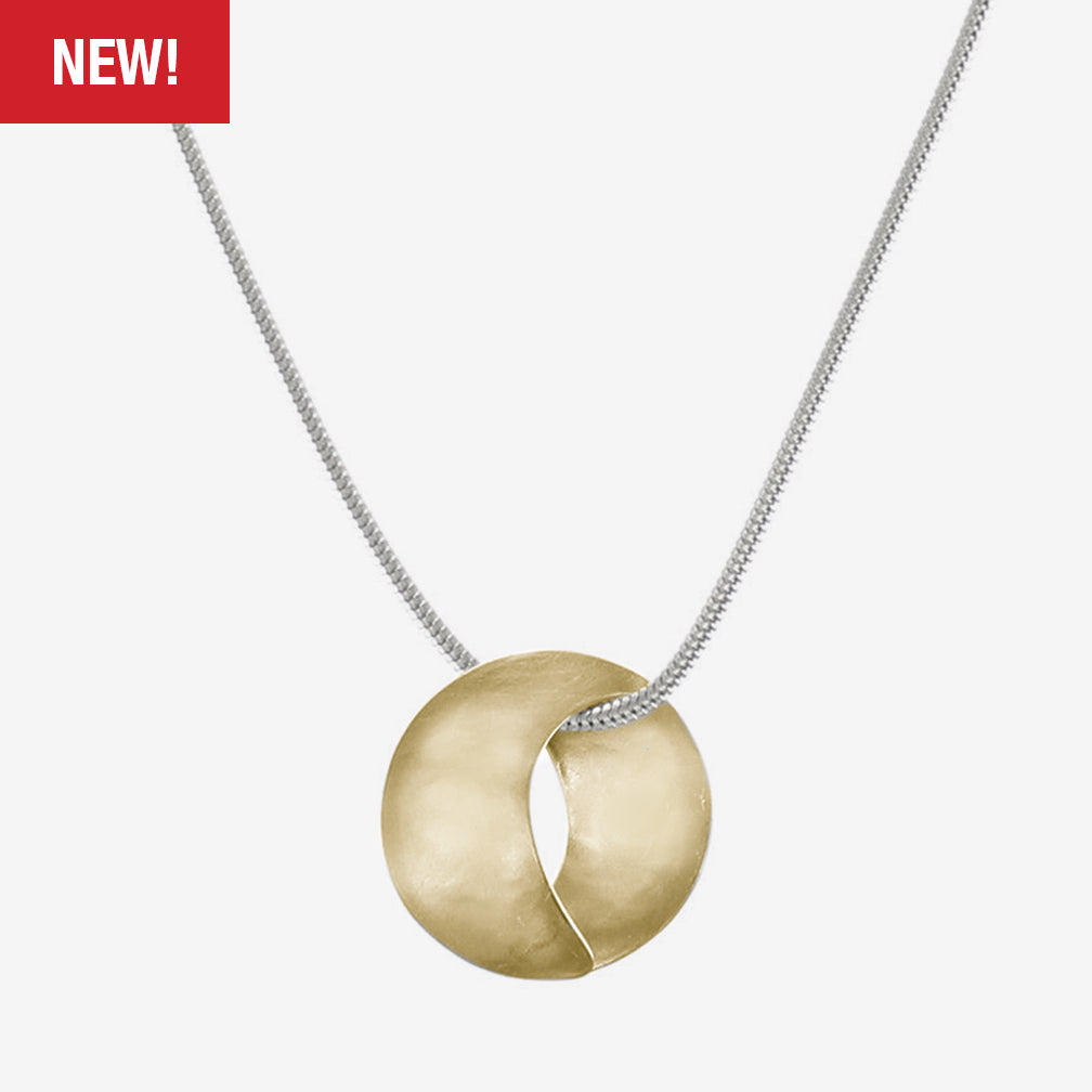 Marjorie Baer Necklace: Convex and Concave Crescents, Brass