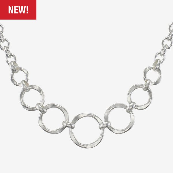 Marjorie Baer Necklace: Hammered Rings, Silver