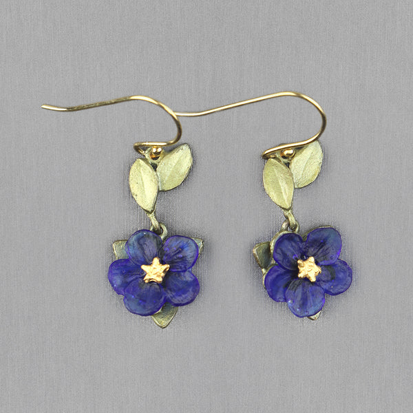 Michael Michaud Design: Blue Violet Earrings, Wire with Two Leaves