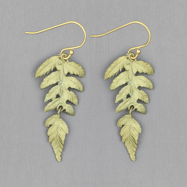 Michael Michaud Design: Fern Earrings, Large Single Leaf Wire