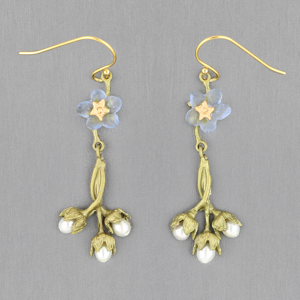 Michael Michaud Design: Forget Me Not Earrings, Flower with Pearl Dangle Wire