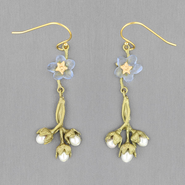 Michael Michaud Design: Forget Me Not Earrings, Flower with Pearl Dangle Wire