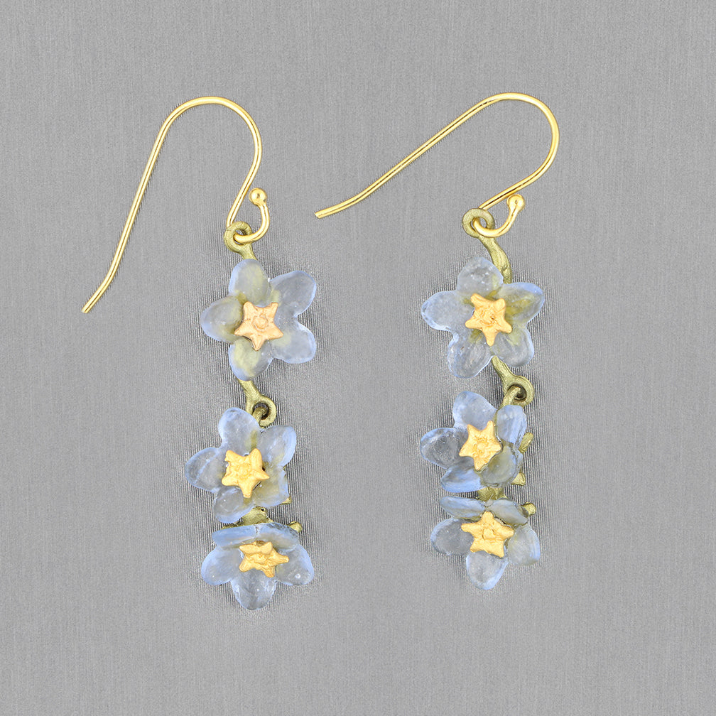 Michael Michaud Design: Forget Me Not Earrings, Triple Flower Wire