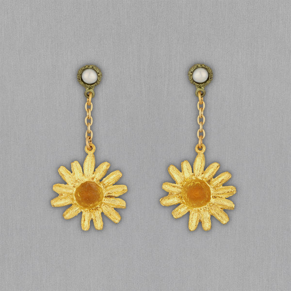 Michael Michaud Design: Golden Daisy Dangle Earrings, Post