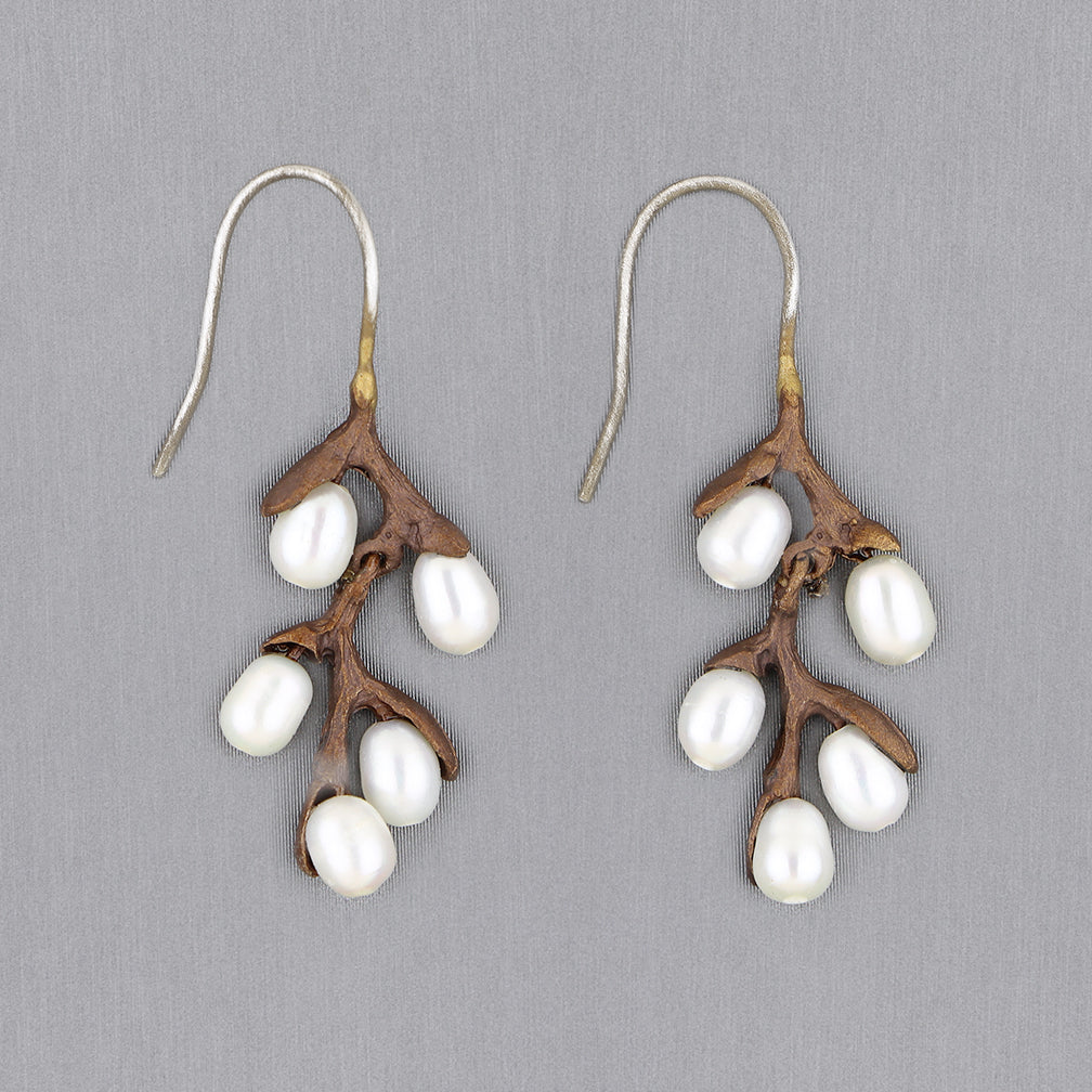 Michael Michaud Design: Pussy Willow Earrings, Drop Frozen Wire