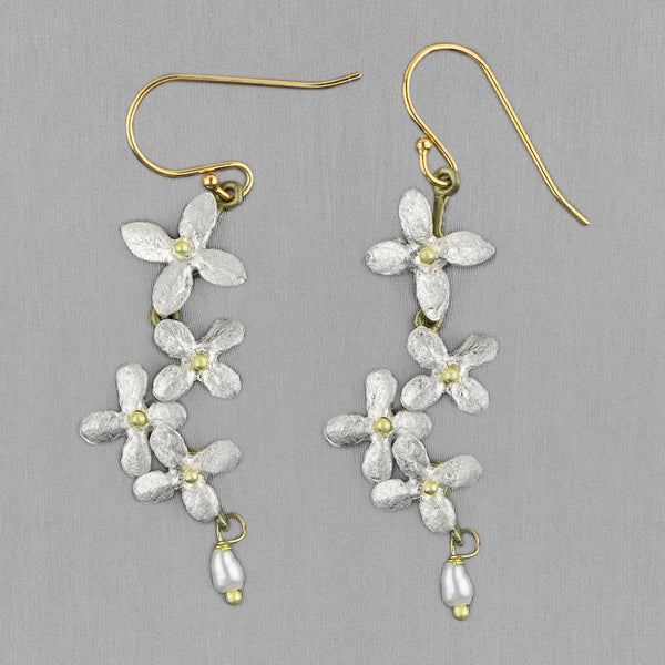 Michael Michaud Design: White Hydrangea Earrings, Dangle Wire