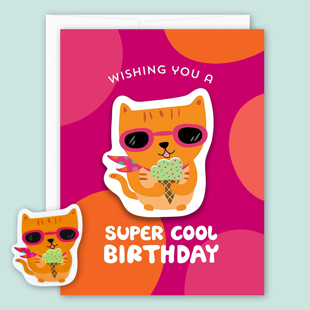 Night Owl Paper Goods Birthday Card: Cool Cat