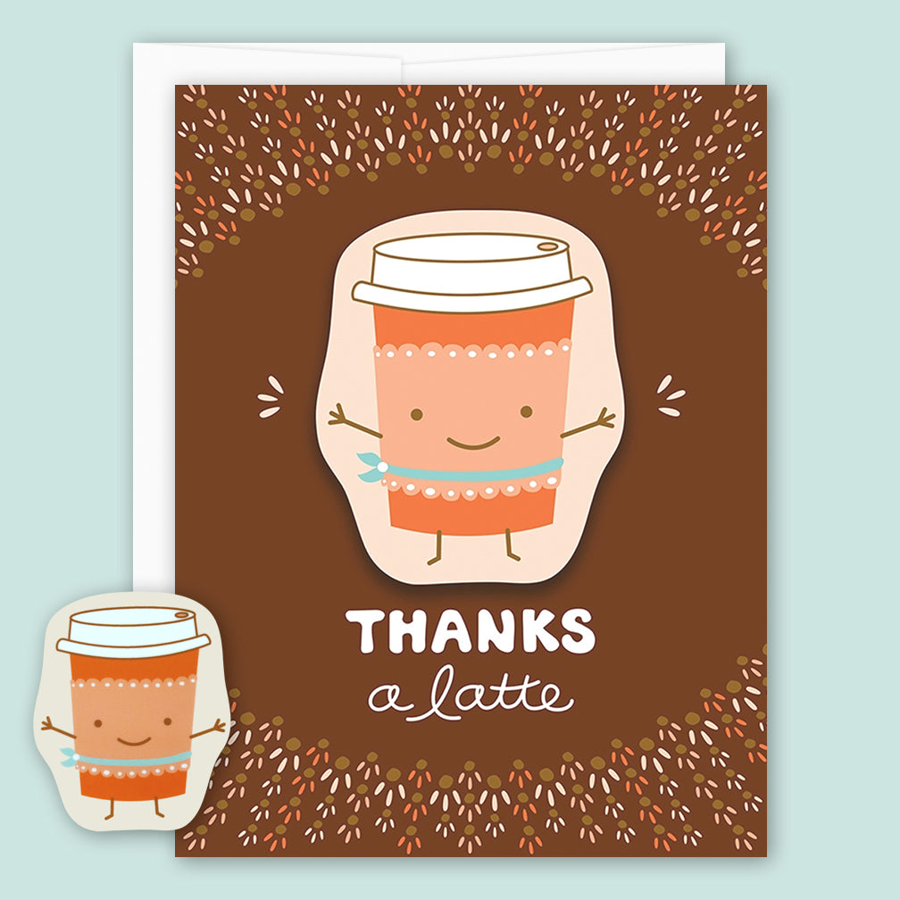 Night Owl Paper Goods Thank You Card: Latte