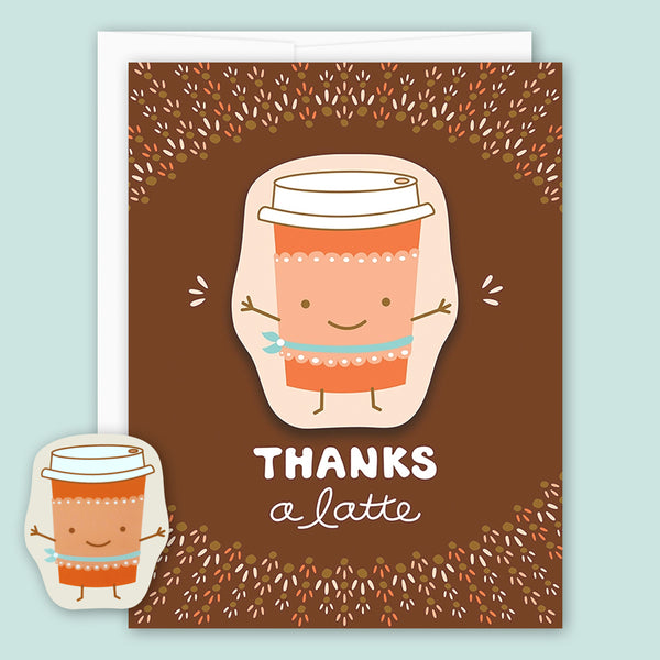 Night Owl Paper Goods Thank You Card: Latte