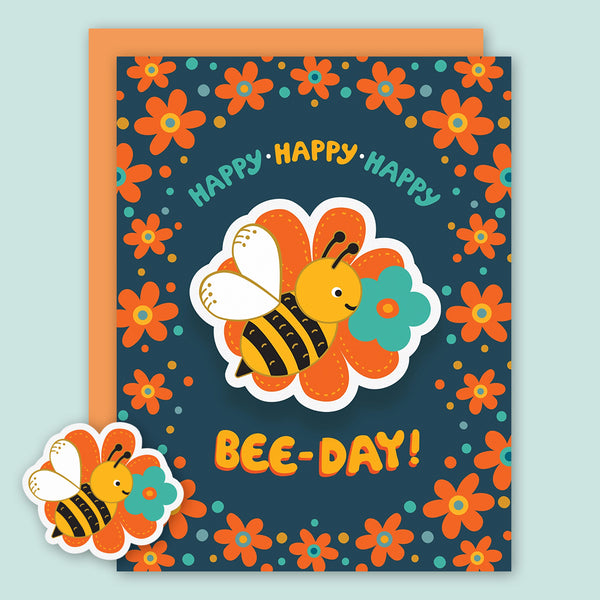 Night Owl Paper Goods Birthday Card: Bee-Day