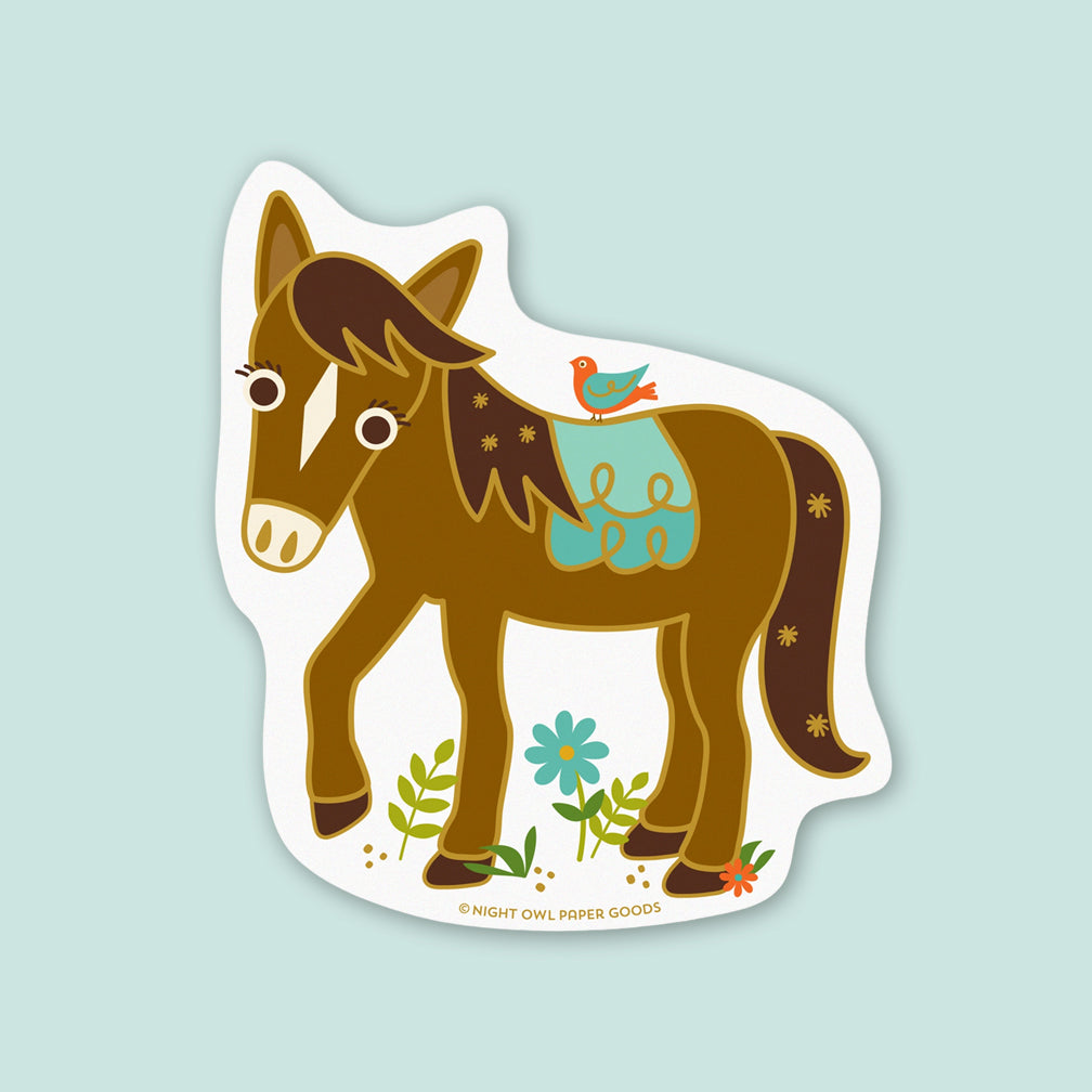 Night Owl Paper Goods Birthday Card: Horsin' Around Horse