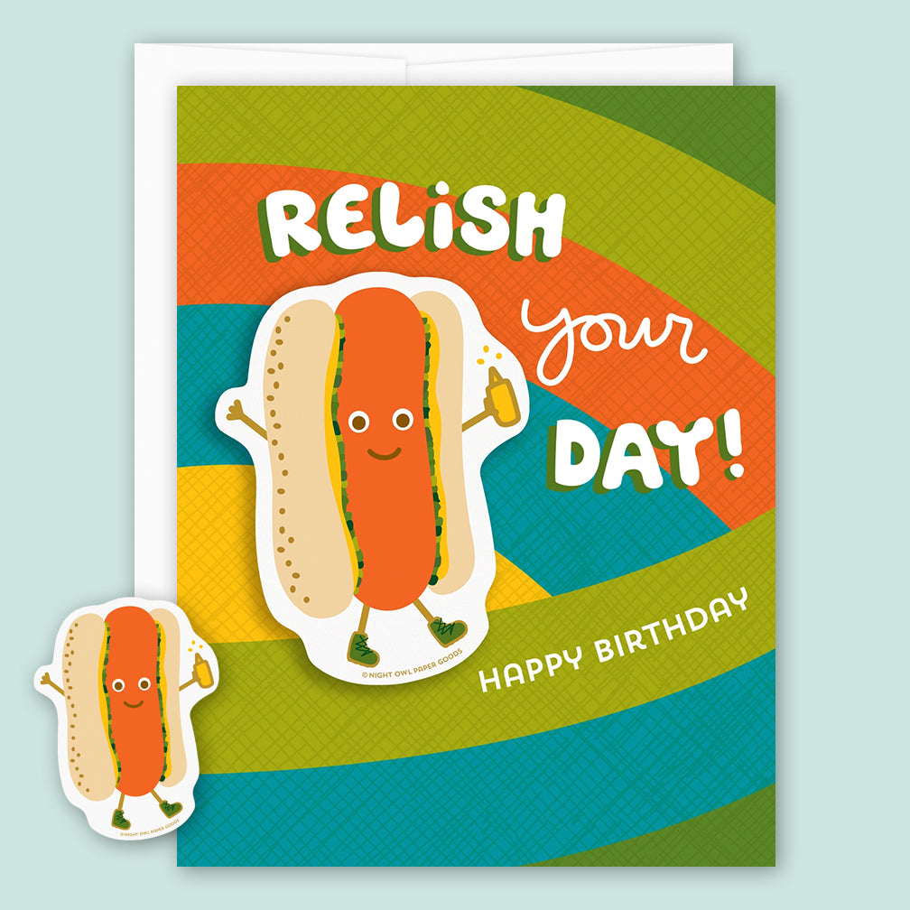Night Owl Paper Goods Birthday Card: Relish Your Day!