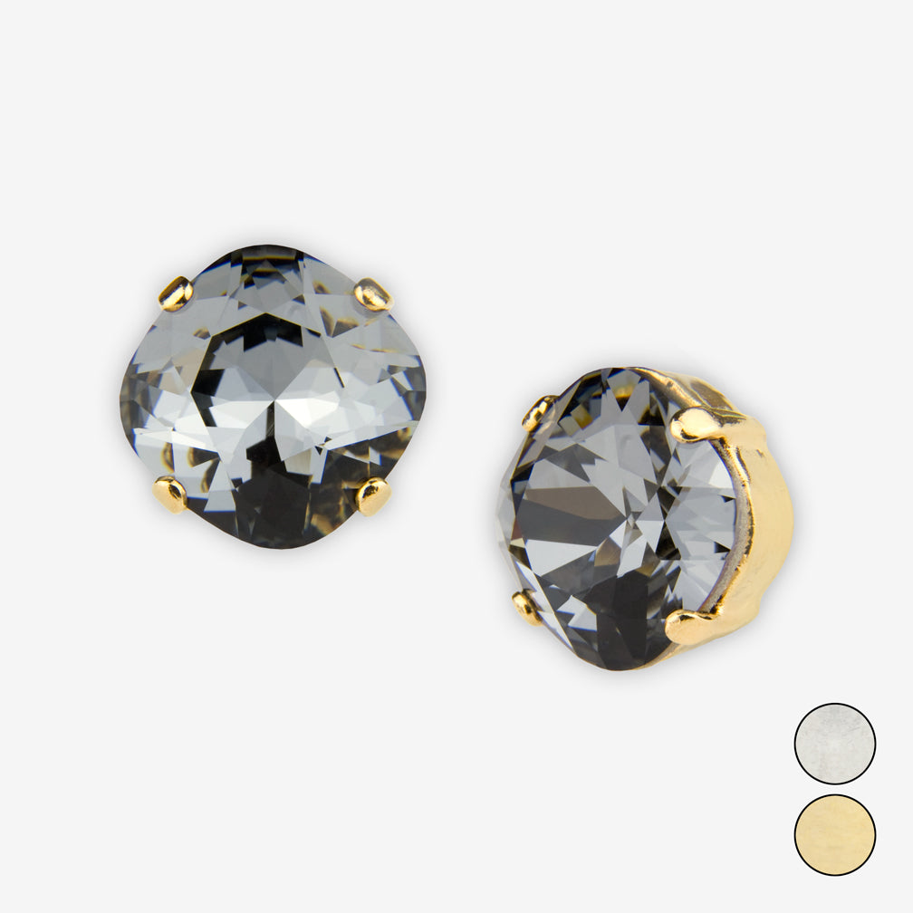 Noon Designs: Earrings: Large Dazzling Stud, Charcoal