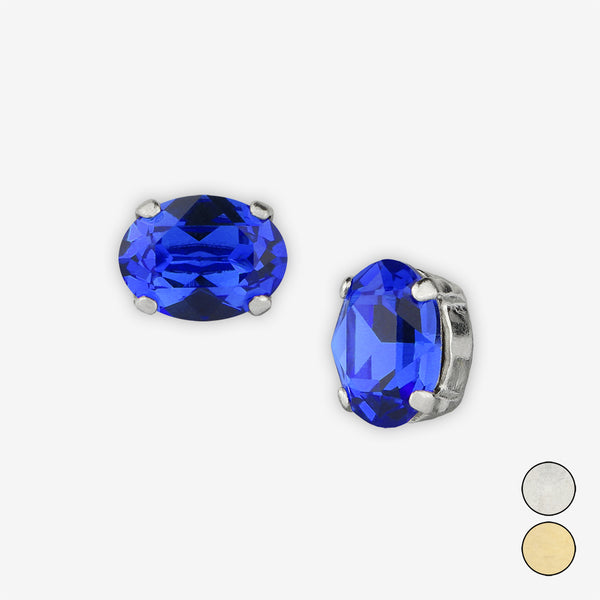 Noon Designs: Earrings: Mini Oval Stud, Cobalt