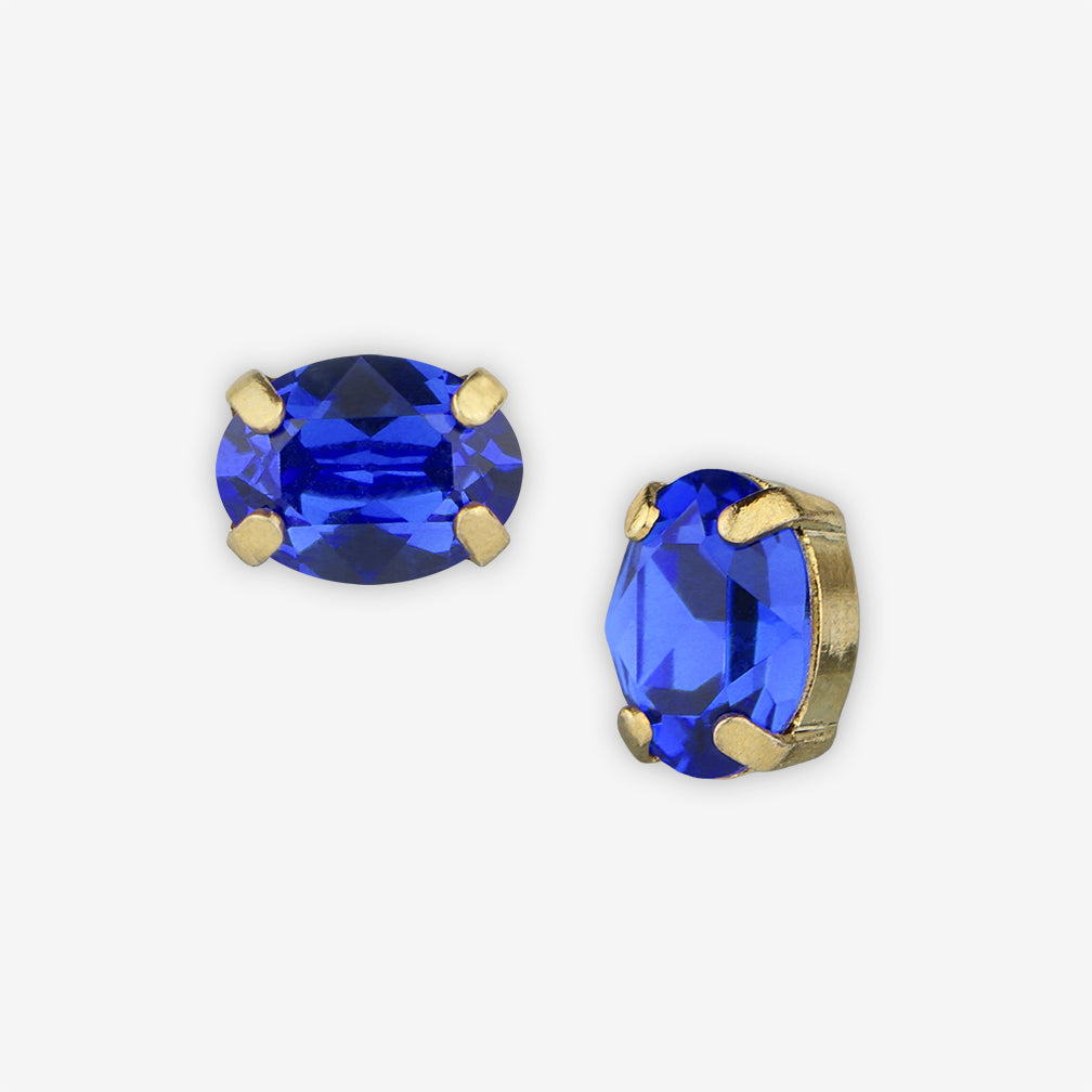 Noon Designs: Earrings: Mini Oval Stud, Cobalt