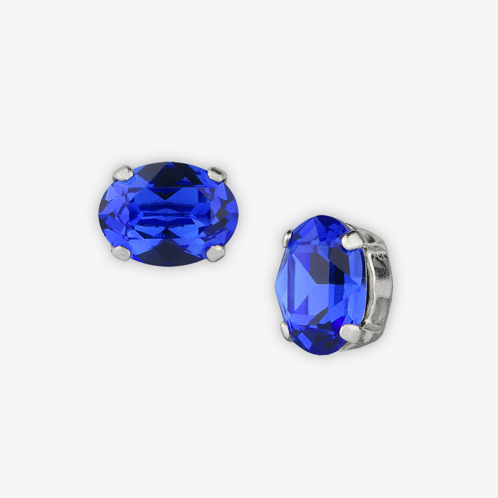 Noon Designs: Earrings: Mini Oval Stud, Cobalt