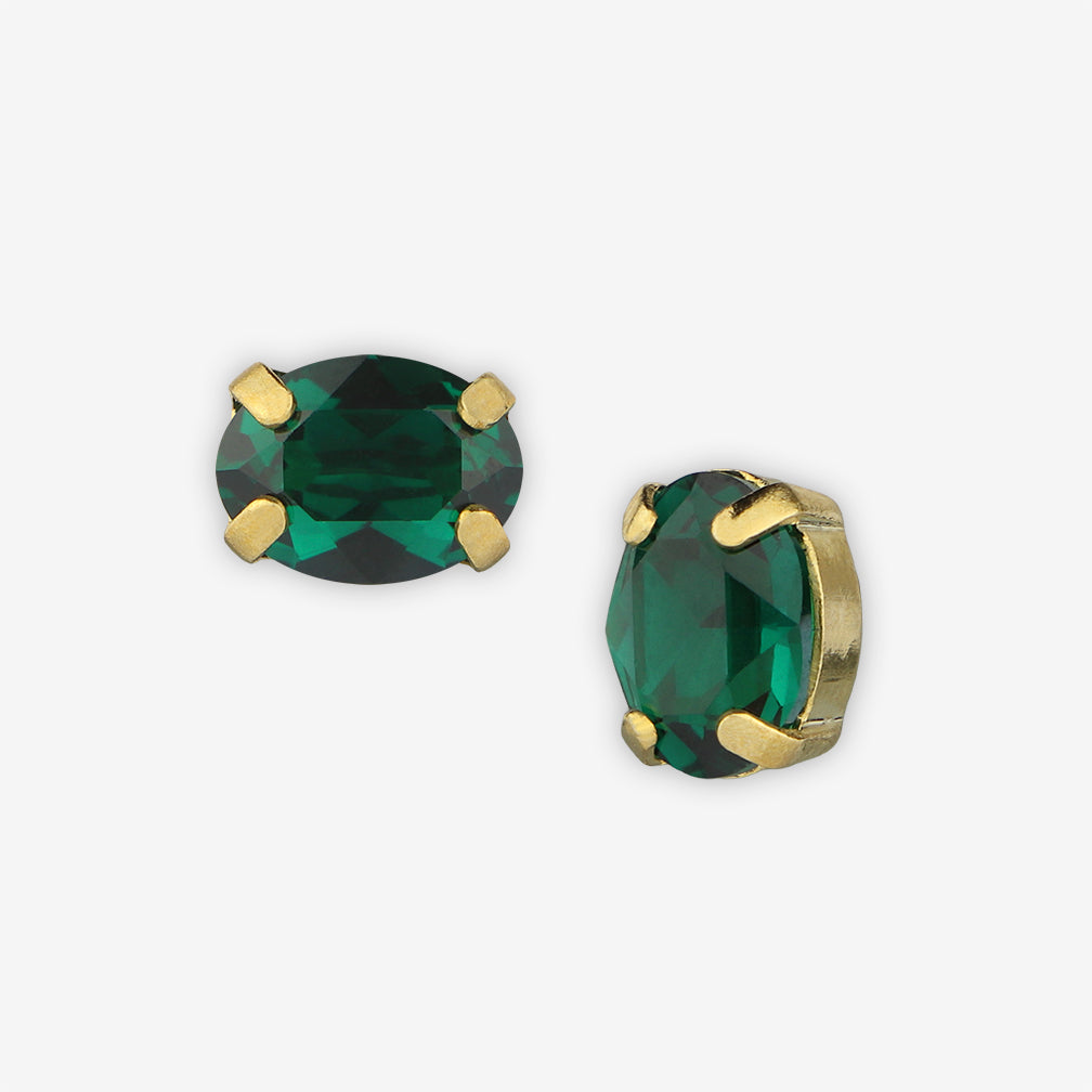 Noon Designs: Earrings: Mini Oval Stud, Emerald