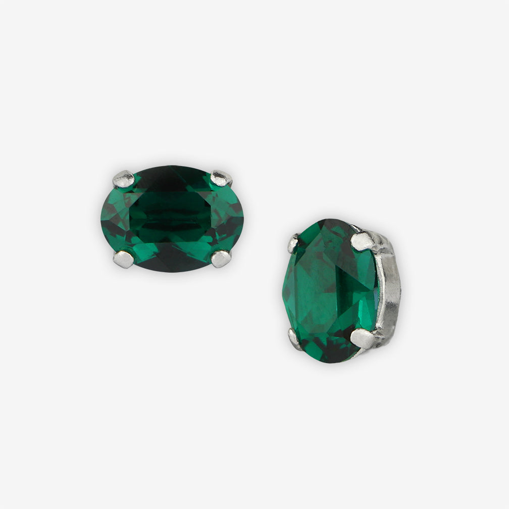 Noon Designs: Earrings: Mini Oval Stud, Emerald