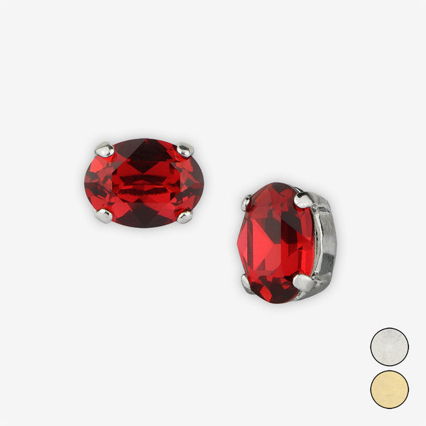 Noon Designs: Earrings: Mini Oval Stud, Scarlet