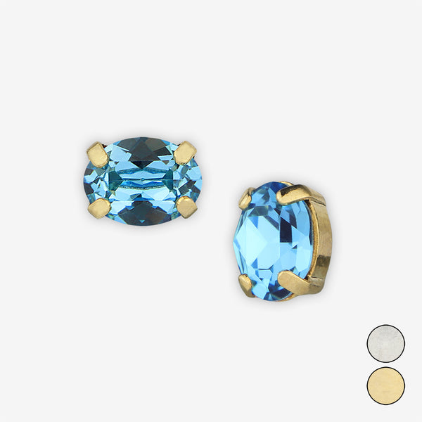 Noon Designs: Earrings: Mini Oval Stud, Sky Blue