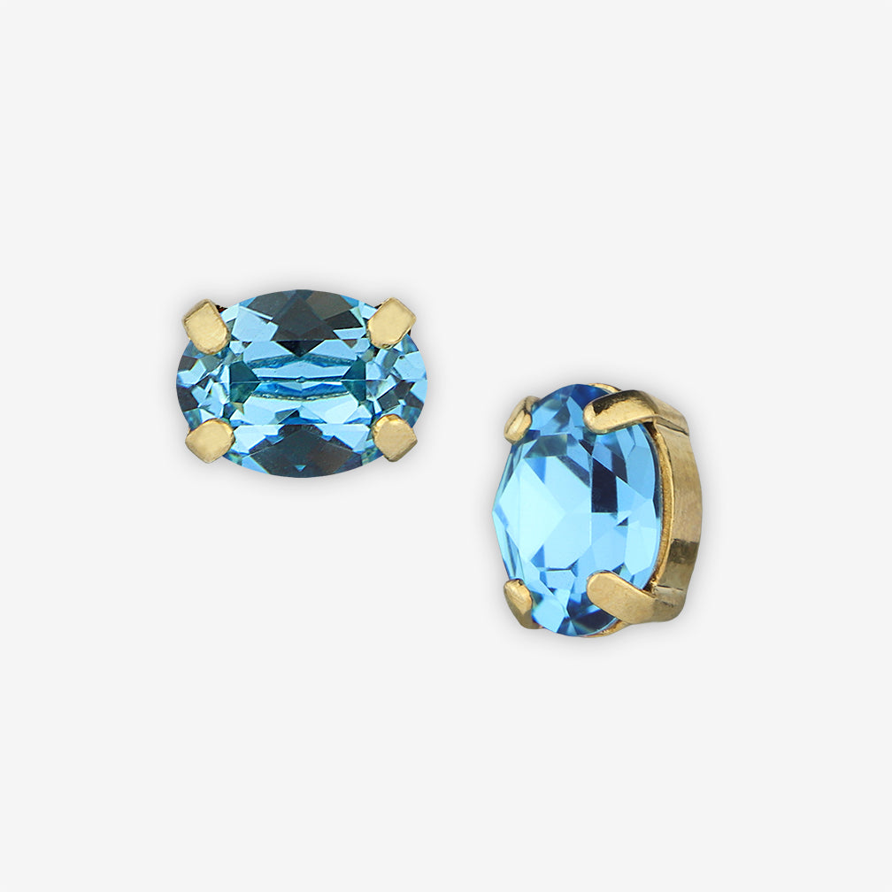 Noon Designs: Earrings: Mini Oval Stud, Sky Blue