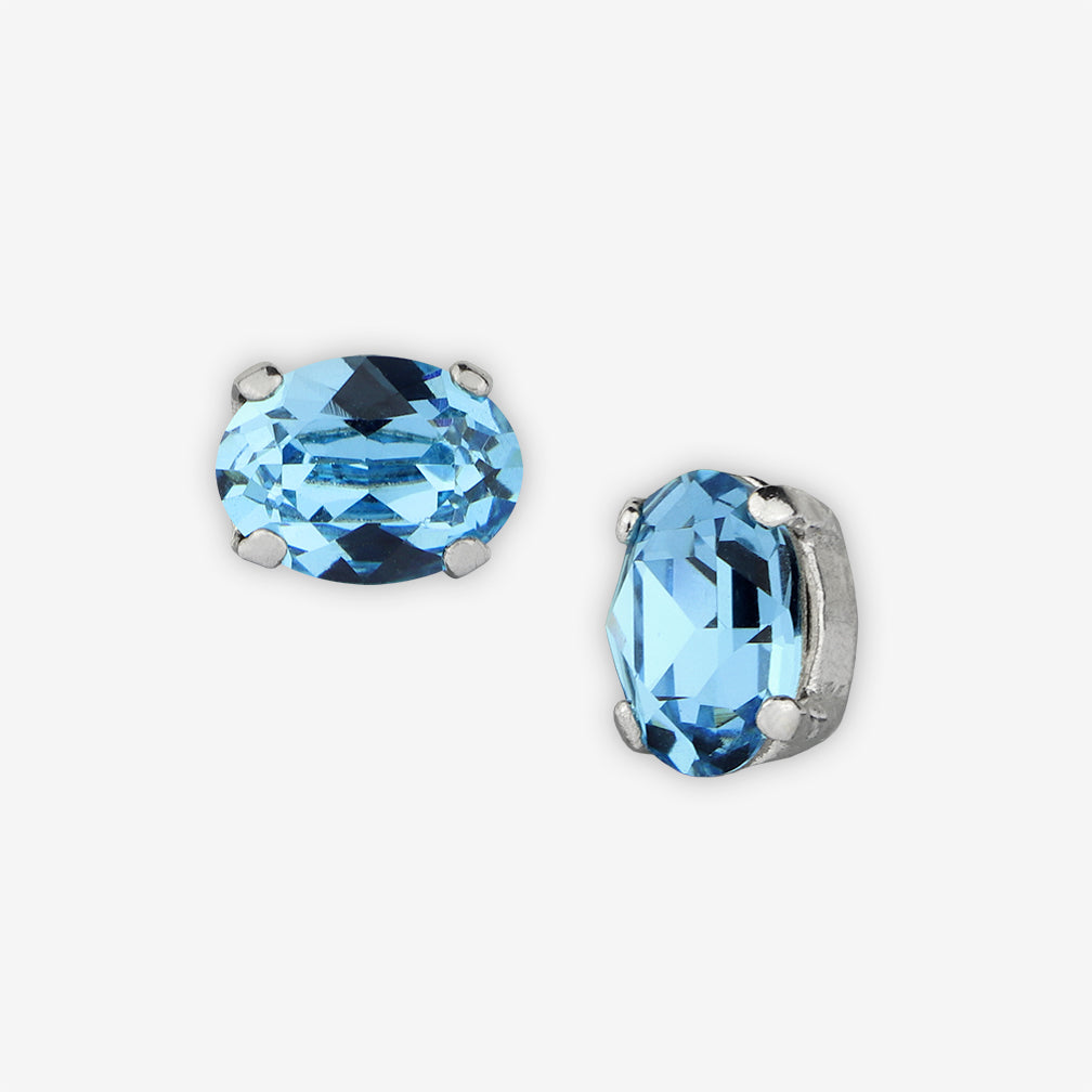 Noon Designs: Earrings: Mini Oval Stud, Sky Blue