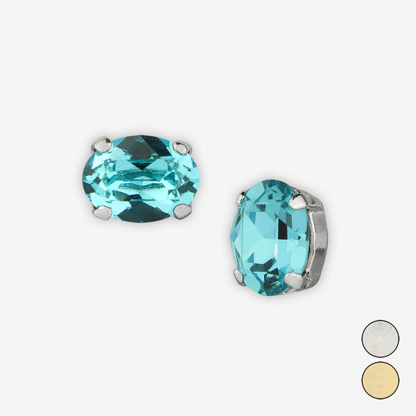 Noon Designs: Earrings: Mini Oval Stud, Turquoise