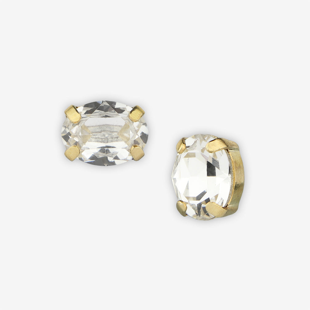Noon Designs: Earrings: Mini Oval Stud, White Diamond