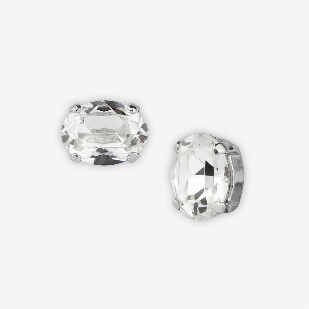 Noon Designs: Earrings: Mini Oval Stud, White Diamond