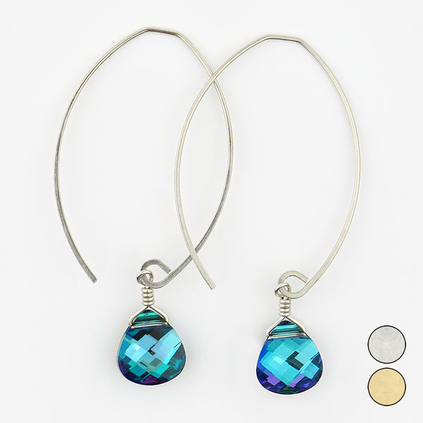 Noon Designs: Earrings: Mini Swarovski, Peacock