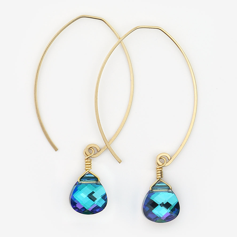 Noon Designs: Earrings: Mini Swarovski, Peacock