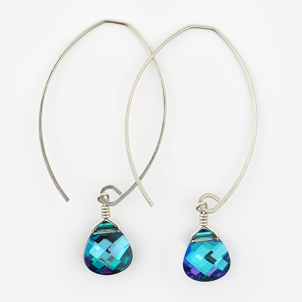 Noon Designs: Earrings: Mini Swarovski, Peacock